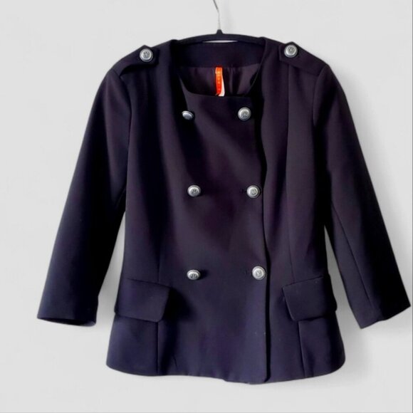 Imperial Italy Black Double Breasted Lined Military Academia Preppy Blazer M - Picture 2 of 11